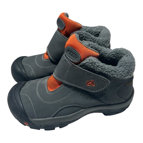 Keen Kootenay Boots Big Boys SIZE 4 Hook and Loop Hiking Gray Orange - Picture 2 of 5